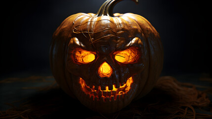 Happy Halloween and Scary Night pumkin background. AI Generative