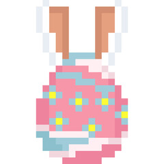 Pixel art cartoon easter egg with rabbit ears