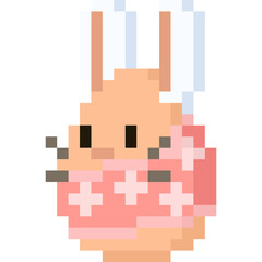 Pixel art cartoon easter egg with rabbit face 
