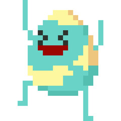 Pixel art cartoon happy easter egg character 4