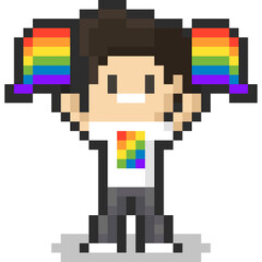 Pixel art cartooon lgbt character 4