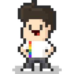 Pixel art cartooon lgbt character 3