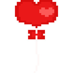 Obraz premium Pixel art heart balloon icon 2