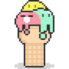 Pixel art happy ice cream character 3