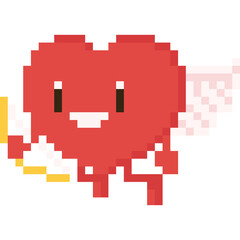 Pixel art heart cupid character