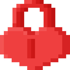 Pixel art heart lock icon 2