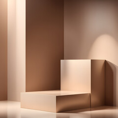Display beige studio 3d background products display podium scene with geometric platform. background vector 3d rendering with podium. stand to show cosmetic products. AI generative.