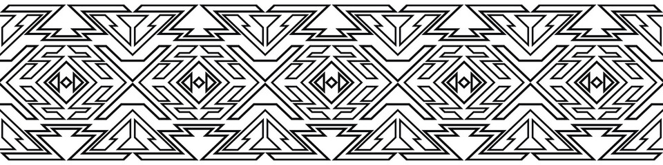 Aztec pattern. Decorative border. Seamless. Ethnic tribal, fabric, tapestry