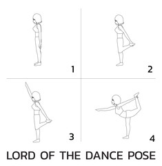 Lord of the Dance Yoga Manga Tutorial How Cartoon Vector Illustration Black and White