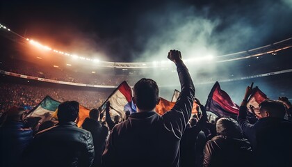 Bird's Eye View of football fans supporting their team