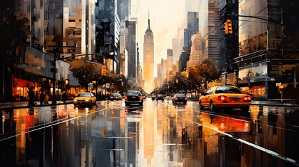 New York City painted in an Expressionist Impressionism style 