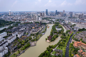 Fototapeta na wymiar Aerial photography of Qingjiangpu architectural landscape in Huai'an