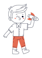 boy with toy doodle icon