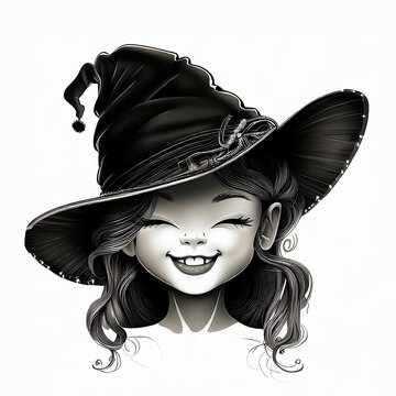 Smiling Little Witch Face Facing Forward