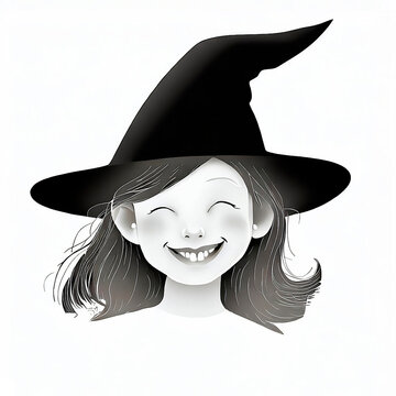 Curious Expression on Smiling Little Witch Face