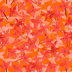 A seamless pattern of Ixora flowers. vector illustration. flower background.