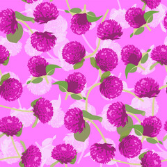 A seamless pattern of Colorful Globe amaranth flower. vector illustration. flower background.