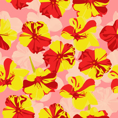 A seamless pattern of colorful Four o'clock flowers. vector illustration. Colorful Four o'clock flower background.