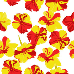 A seamless pattern of colorful Four o'clock flowers. vector illustration. Colorful Four o'clock flower background.