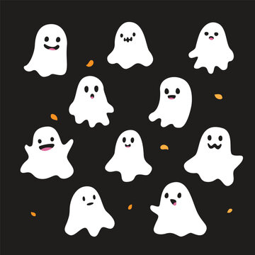 Halloween Ghost collection. Ghost characters for Halloween party.