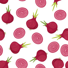 A seamless pattern of Onion. vector illustration.