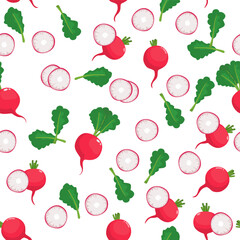 A seamless pattern of Radish. vector illustration.