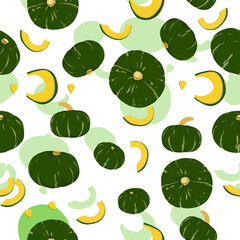 A seamless pattern of Japanese pumpkin. vector illustration.
