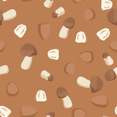 A seamless pattern of Straw mushrooms. vector illustration.