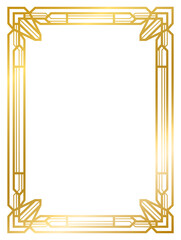 Art Deco gold frame vintage frame line geometric wedding label card frame png transparent background