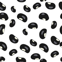 A seamless pattern of Black beans. vector illustration.