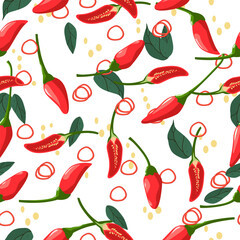 A seamless pattern of Chili. vector illustration.