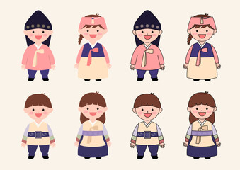 Children wearing traditional Korean costumes.