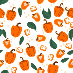 A seamless pattern of Bell pepper. vector illustration.