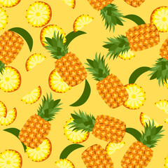 A seamless pattern of Pineapple. vector illustration.