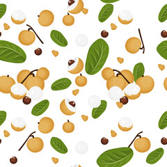 A seamless pattern of Longan fruits. vector illustration.