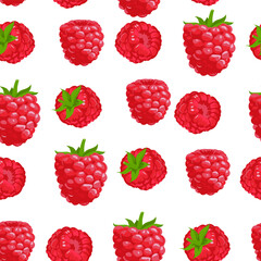 A seamless pattern of Red raspberry. vector illustration.