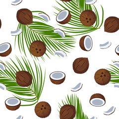 A seamless pattern of coconut fruits. vector illustration.