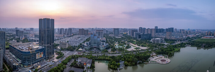 Aerial photography of modern urban architectural landscape in Yancheng, China