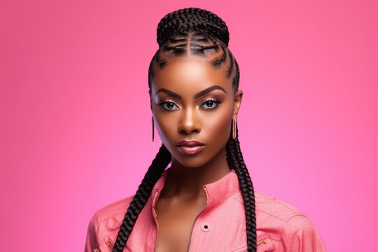 Portrait of African woman with braids