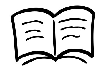 simple vector sketch doodle open book, isolated on white