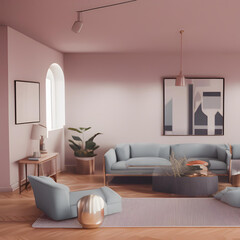 modern living room  in pastel colors