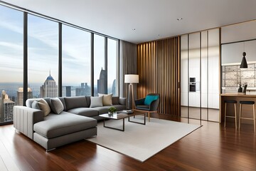 Fototapeta premium Conceptualize a cutting-edge High-Tech Contemporary space, integrating state-of-the-art technology seamlessly