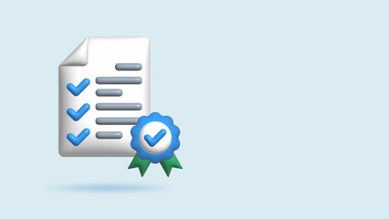 3D Realistic Illustration Approved Documents Papers Icon Isolated, Confirmed or Approved Document