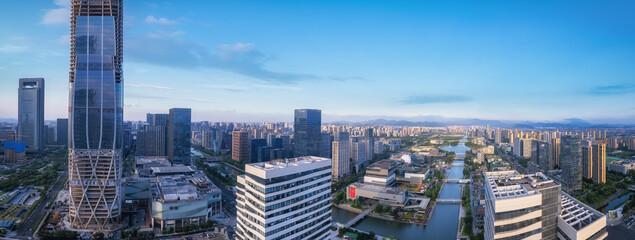 Aerial photography of modern urban architectural landscape of Ningbo, China
