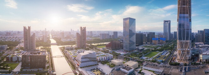 Aerial photography of modern urban architectural landscape of Ningbo, China