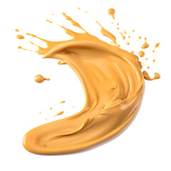 splash peanut butter with peanut seeds isolated on transparent background cutout , generative ai	
