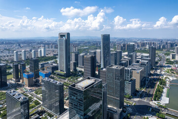 Aerial photography of modern urban architectural landscape of Ningbo, China