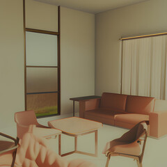 modern living room  in pastel colors