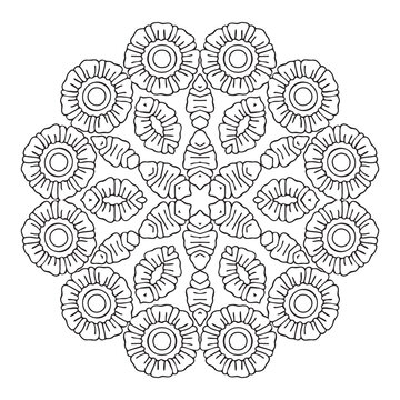 Circle patterns mandala for Henna, Mehndi, tattoos, decorating decorative ornaments in ethnic oriental style, coloring book pages, flower mandalas