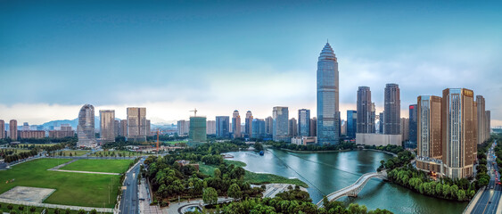 Fototapeta premium Aerial photography of modern urban architectural landscape in Shaoxing, China